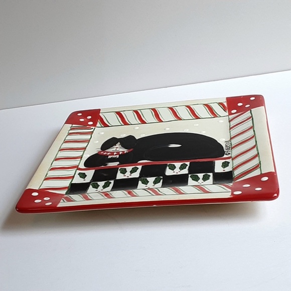 Oneida Fiddlestix Candy Cane Cat 8" square Plate - Picture 7 of 8
